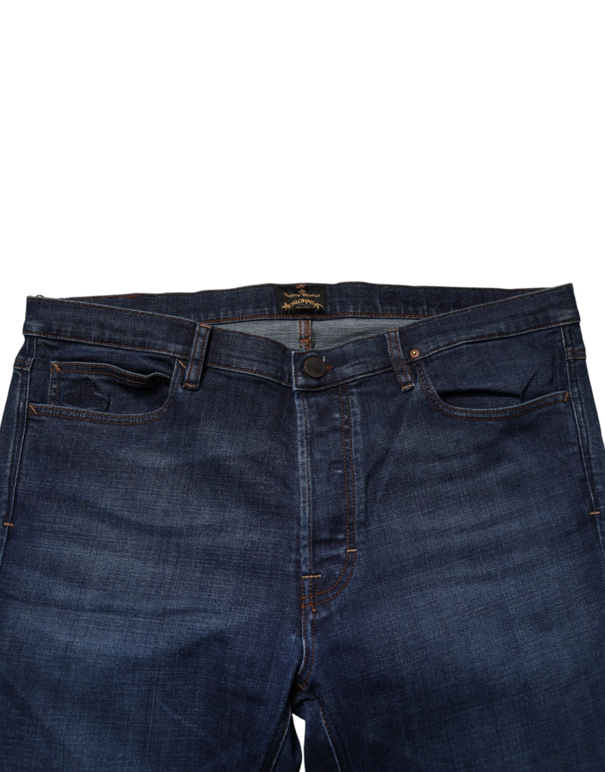 Vivienne Westwood Blue Mid Waist Baumwolle Herren Cropped Jeans
