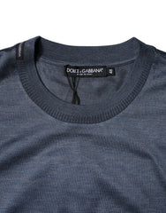 Dolce & Gabbana Blaues Seiden-T-Shirt mit Rundhalsausschnitt und kurzen Ärmeln für Herren