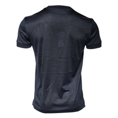 Dolce & Gabbana Blaues Seiden-T-Shirt mit Rundhalsausschnitt und kurzen Ärmeln für Herren