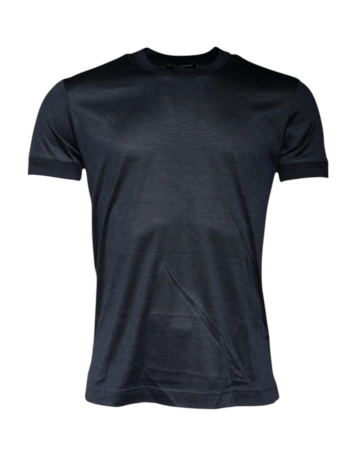 Dolce & Gabbana Blaues Seiden-T-Shirt mit Rundhalsausschnitt und kurzen Ärmeln für Herren