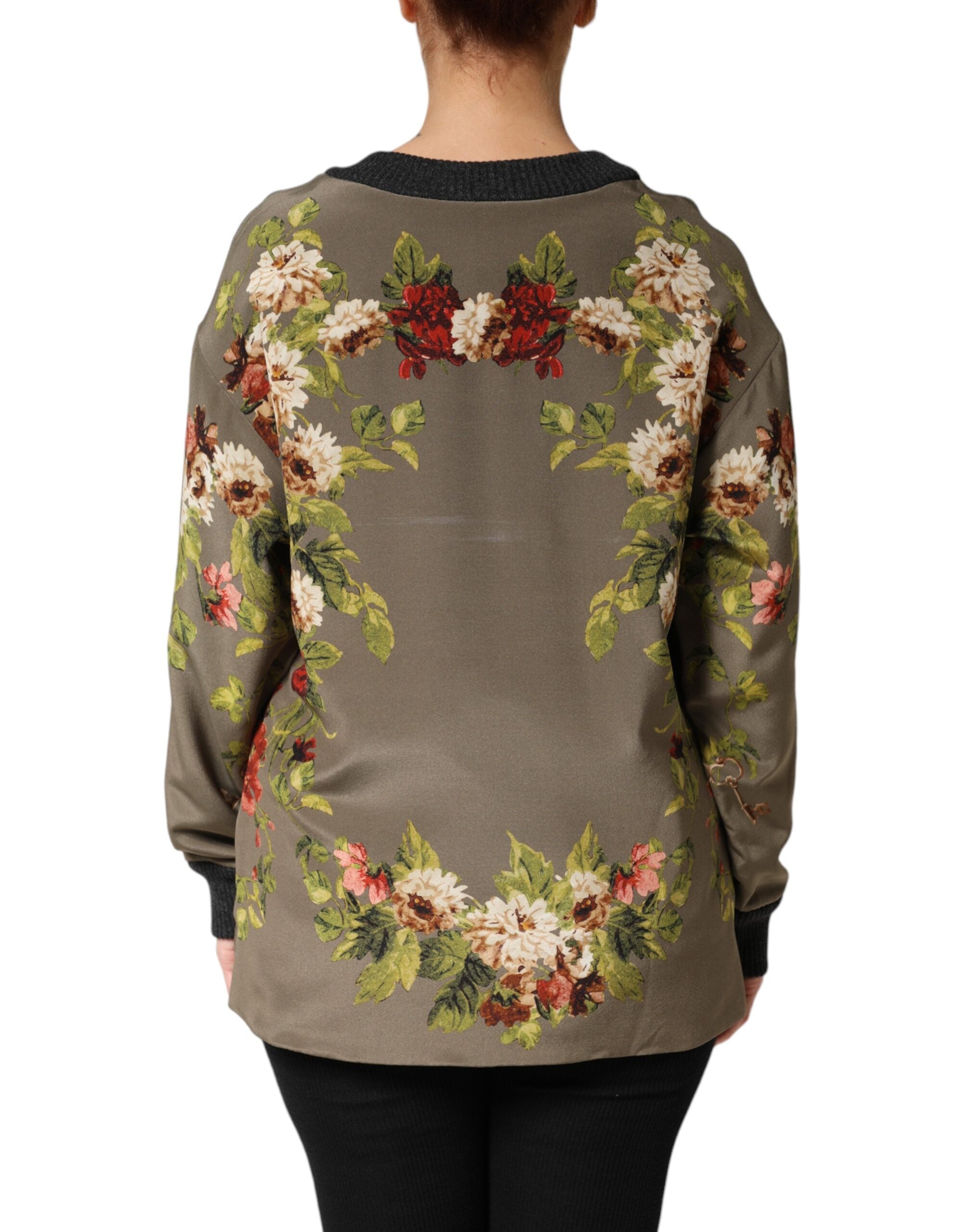 Dolce & Gabbana Verzaubertes Sizilien Seiden-Rundhalsbluse-Pullover