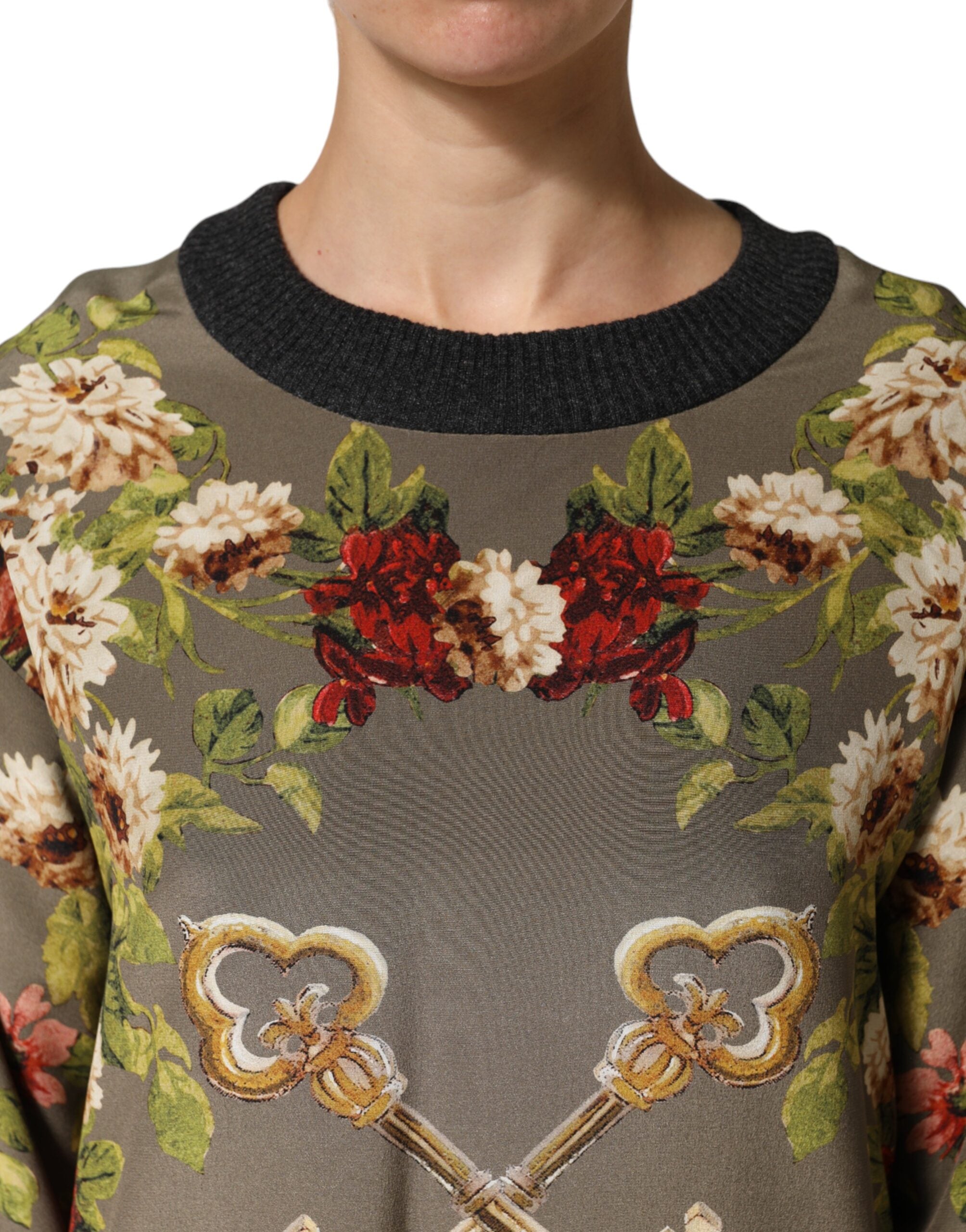 Dolce & Gabbana Verzaubertes Sizilien Seiden-Rundhalsbluse-Pullover