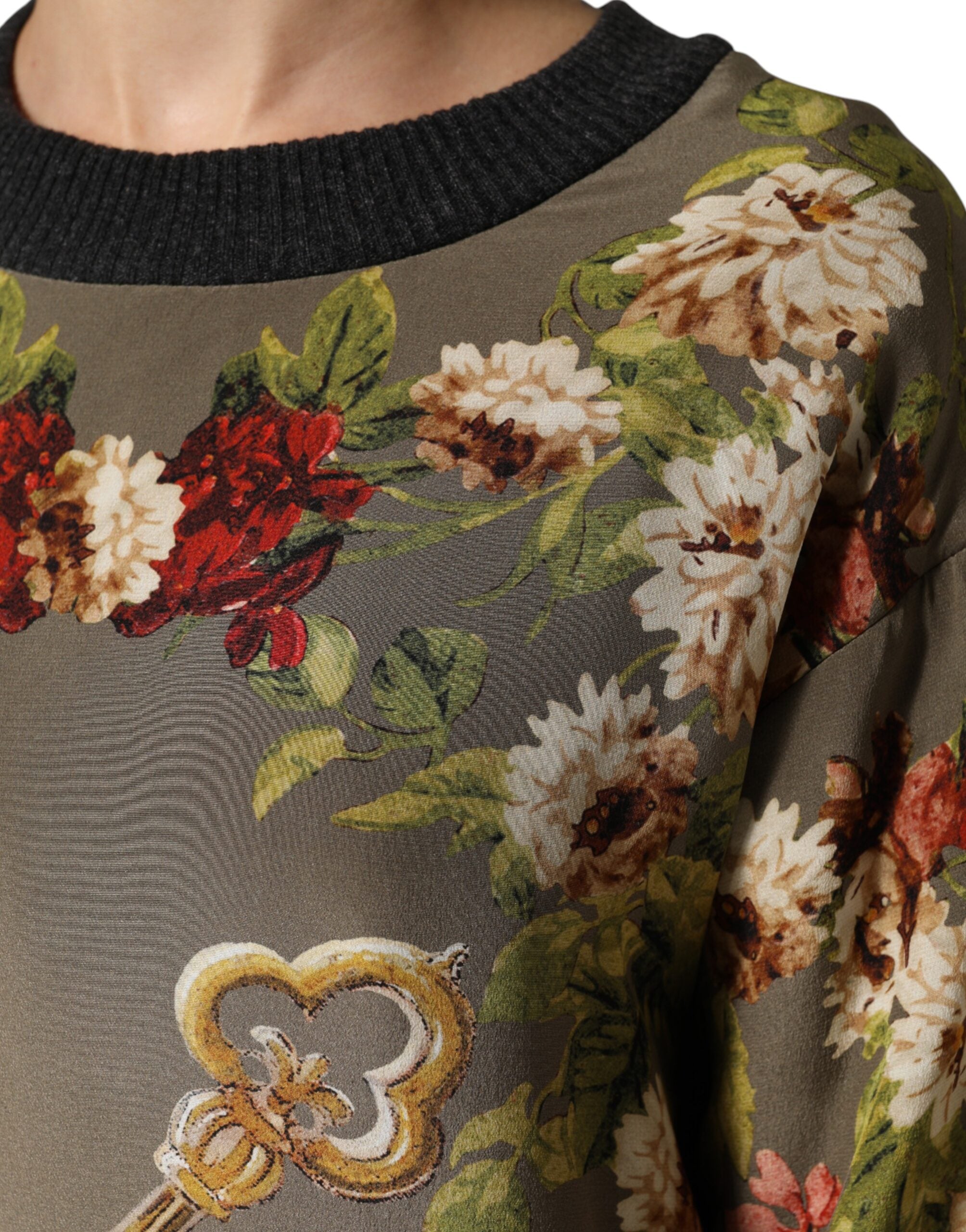 Dolce & Gabbana Verzaubertes Sizilien Seiden-Rundhalsbluse-Pullover