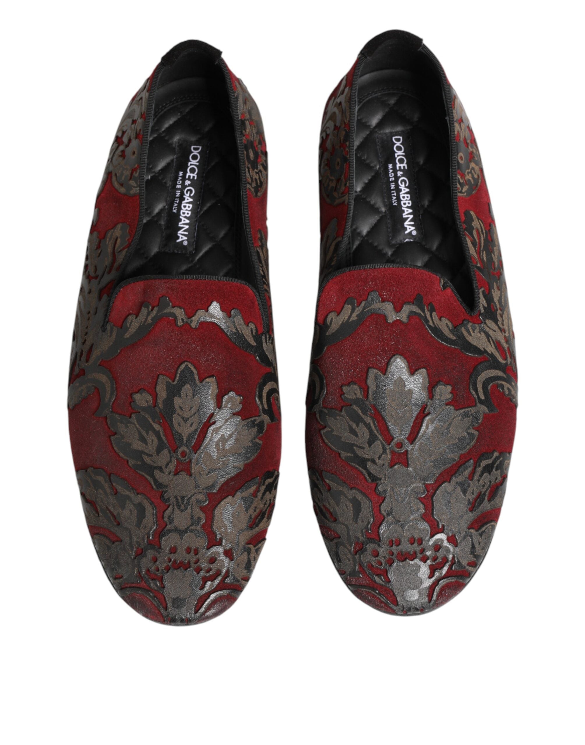 Dolce & Gabbana Bordeaux Jacquard Leder Slipper Loafer