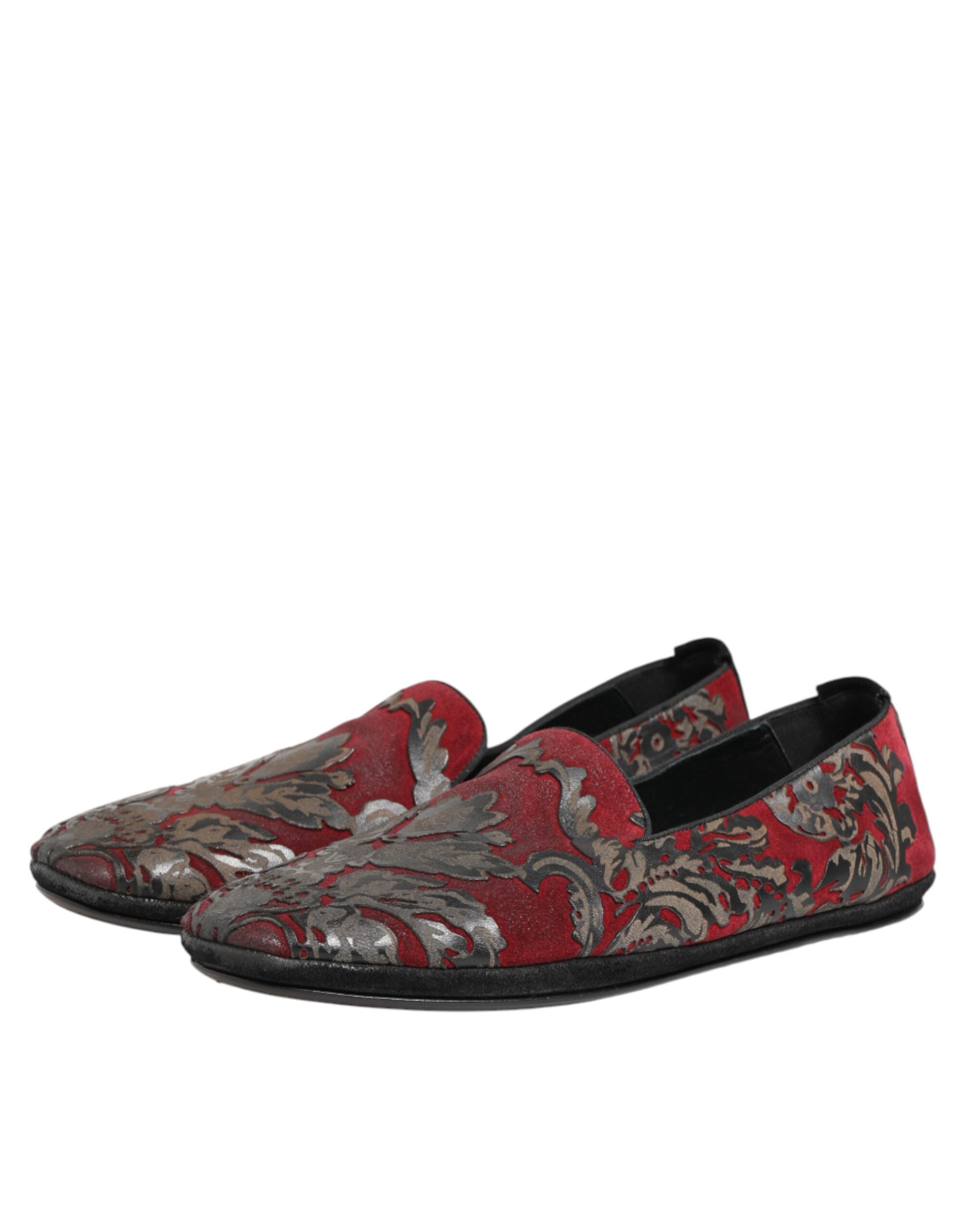 Dolce & Gabbana Bordeaux Jacquard Leder Slipper Loafer