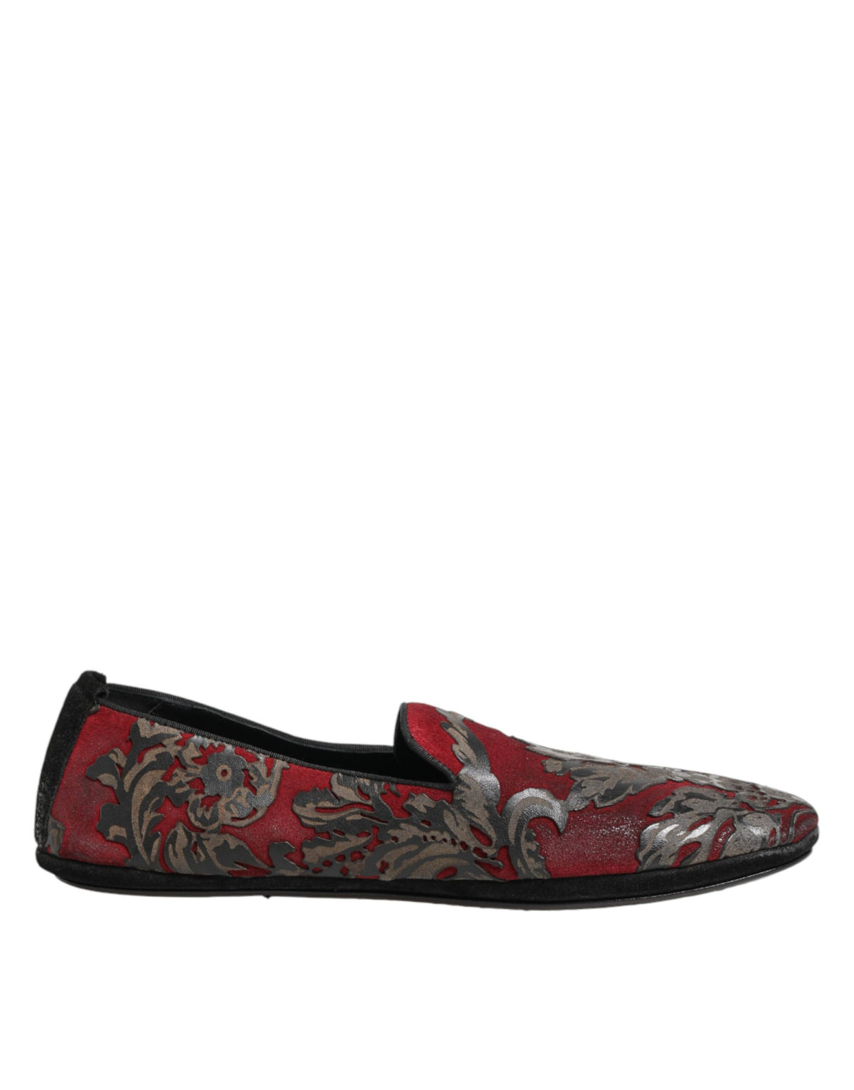 Dolce & Gabbana Bordeaux Jacquard Leder Slipper Loafer