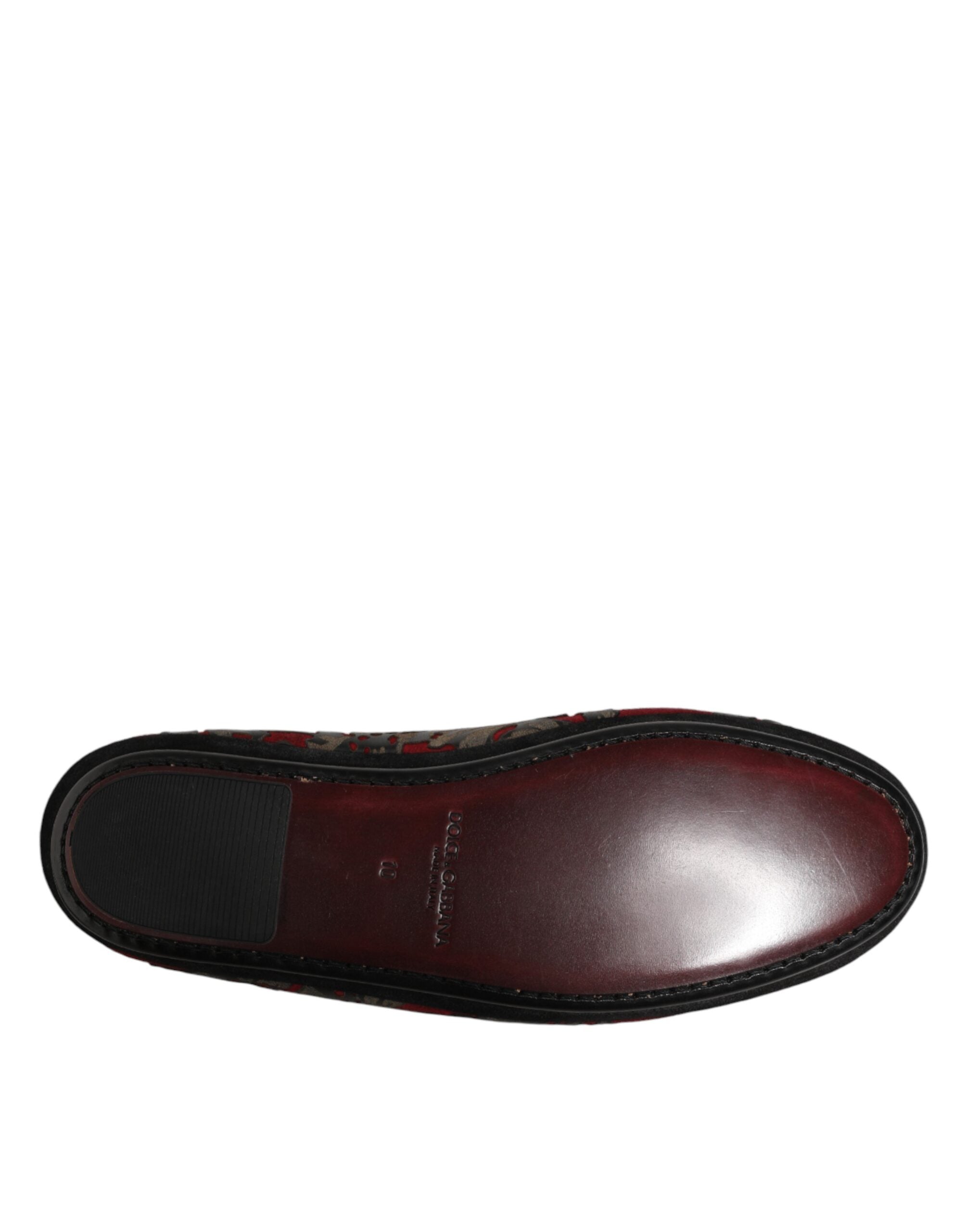 Dolce & Gabbana Bordeaux Jacquard Leder Slipper Loafer