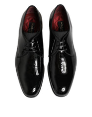 Dolce & Gabbana Black Calfskin Leather Derby Dress Shoes