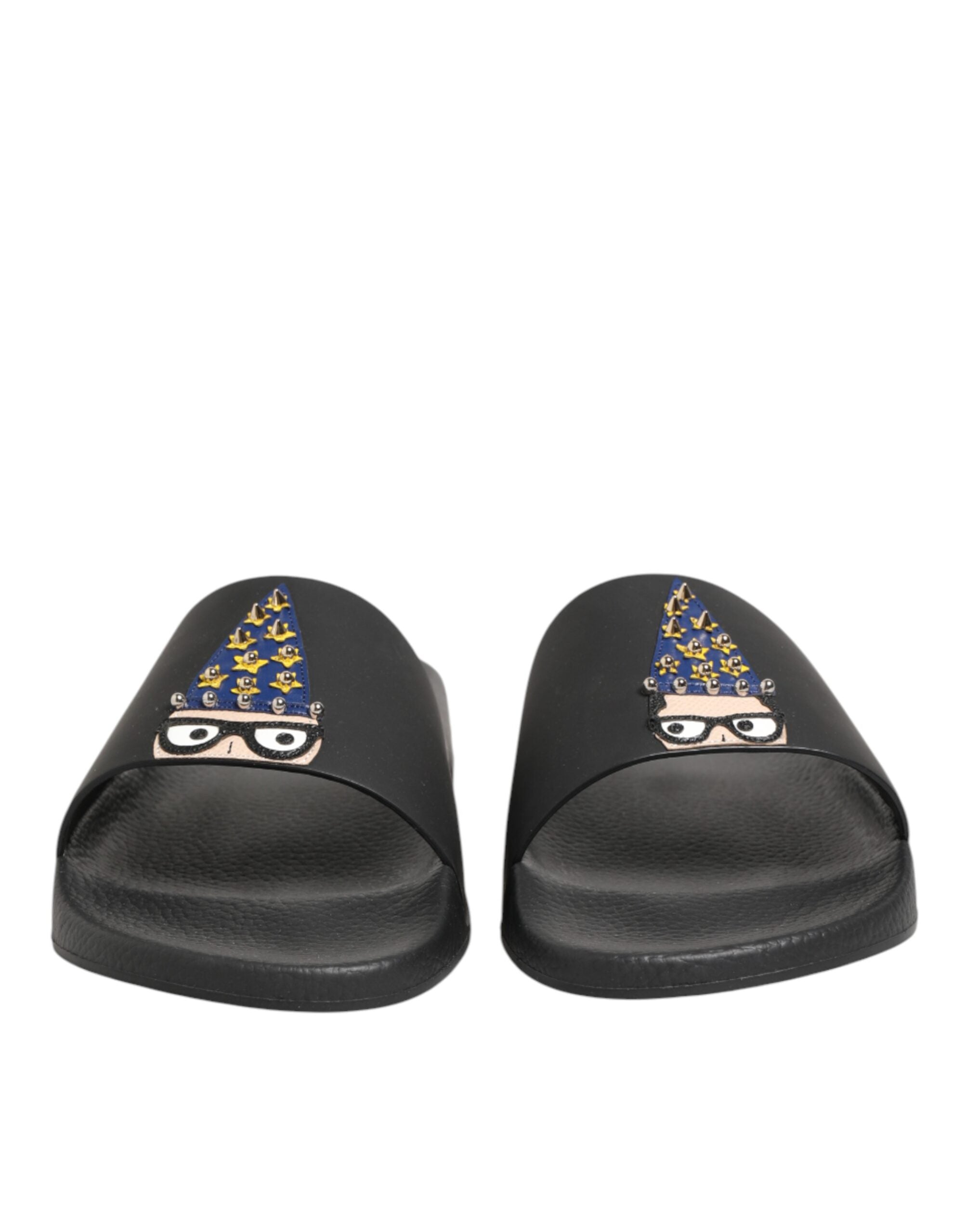 Dolce & Gabbana Schwarze Leder-Pantoletten Sandalen Strandmode Schuhe