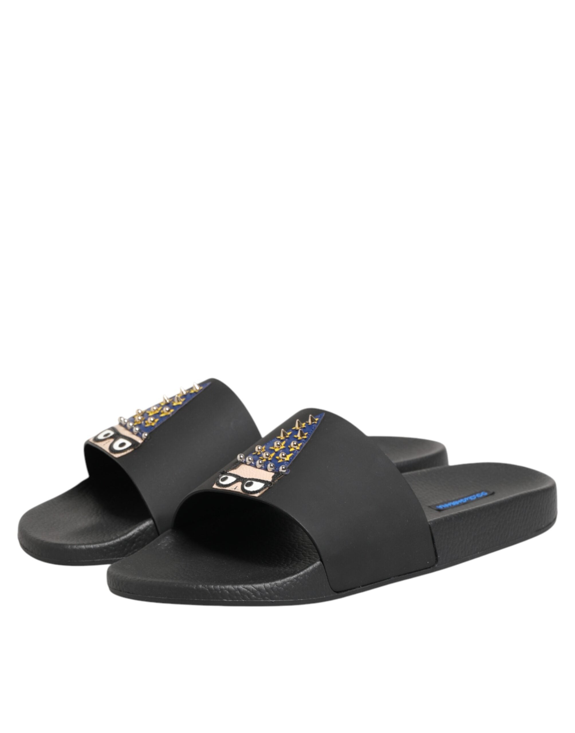 Dolce & Gabbana Schwarze Leder-Pantoletten Sandalen Strandmode Schuhe