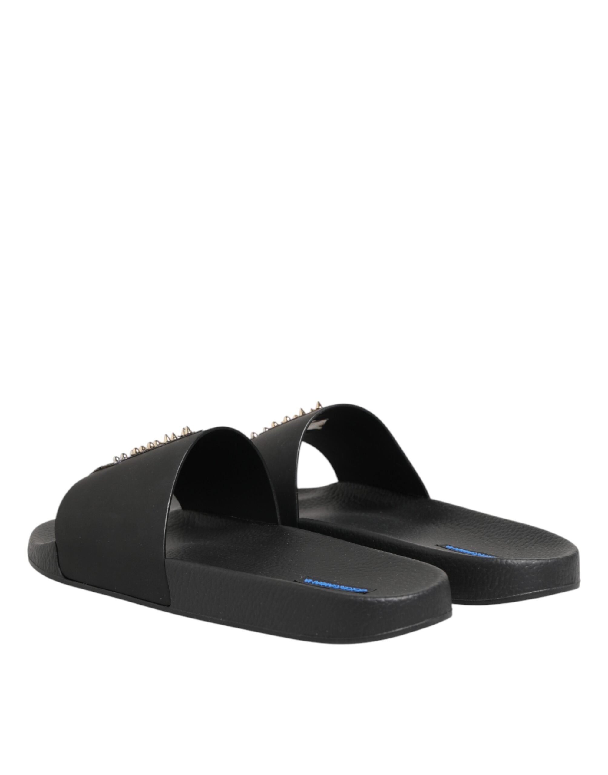 Dolce & Gabbana Schwarze Leder-Pantoletten Sandalen Strandmode Schuhe