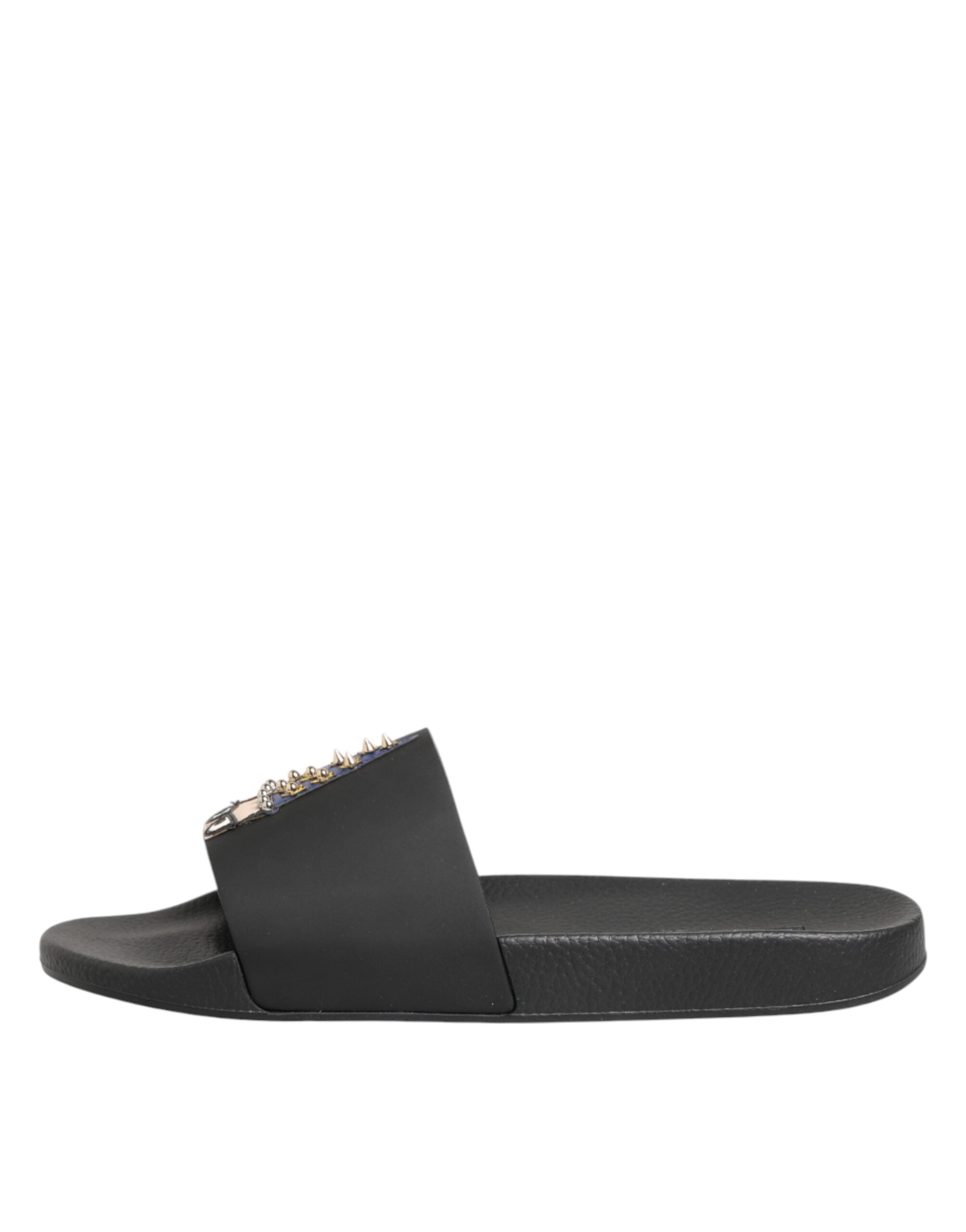 Dolce & Gabbana Schwarze Leder-Pantoletten Sandalen Strandmode Schuhe