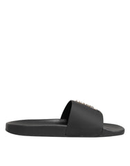 Dolce & Gabbana Schwarze Leder-Pantoletten Sandalen Strandmode Schuhe