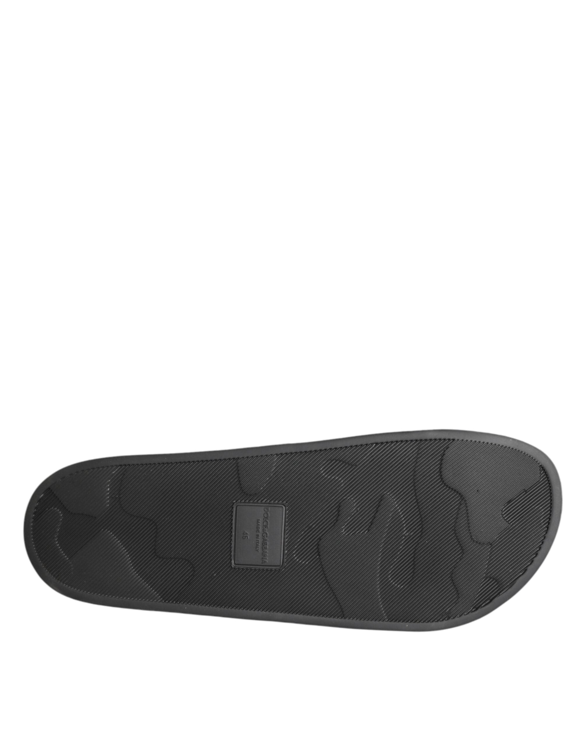 Dolce & Gabbana Schwarze Leder-Pantoletten Sandalen Strandmode Schuhe