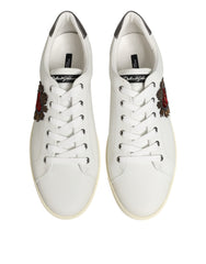 Dolce & Gabbana Weiße Leder-Sneaker mit Herz-Applikation