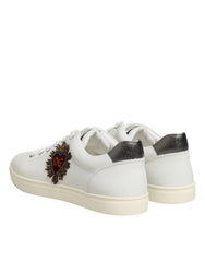 Dolce & Gabbana Weiße Leder-Sneaker mit Herz-Applikation