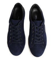 Dolce & Gabbana Blaue Leder-Sneakers aus Wildleder (Low Top)