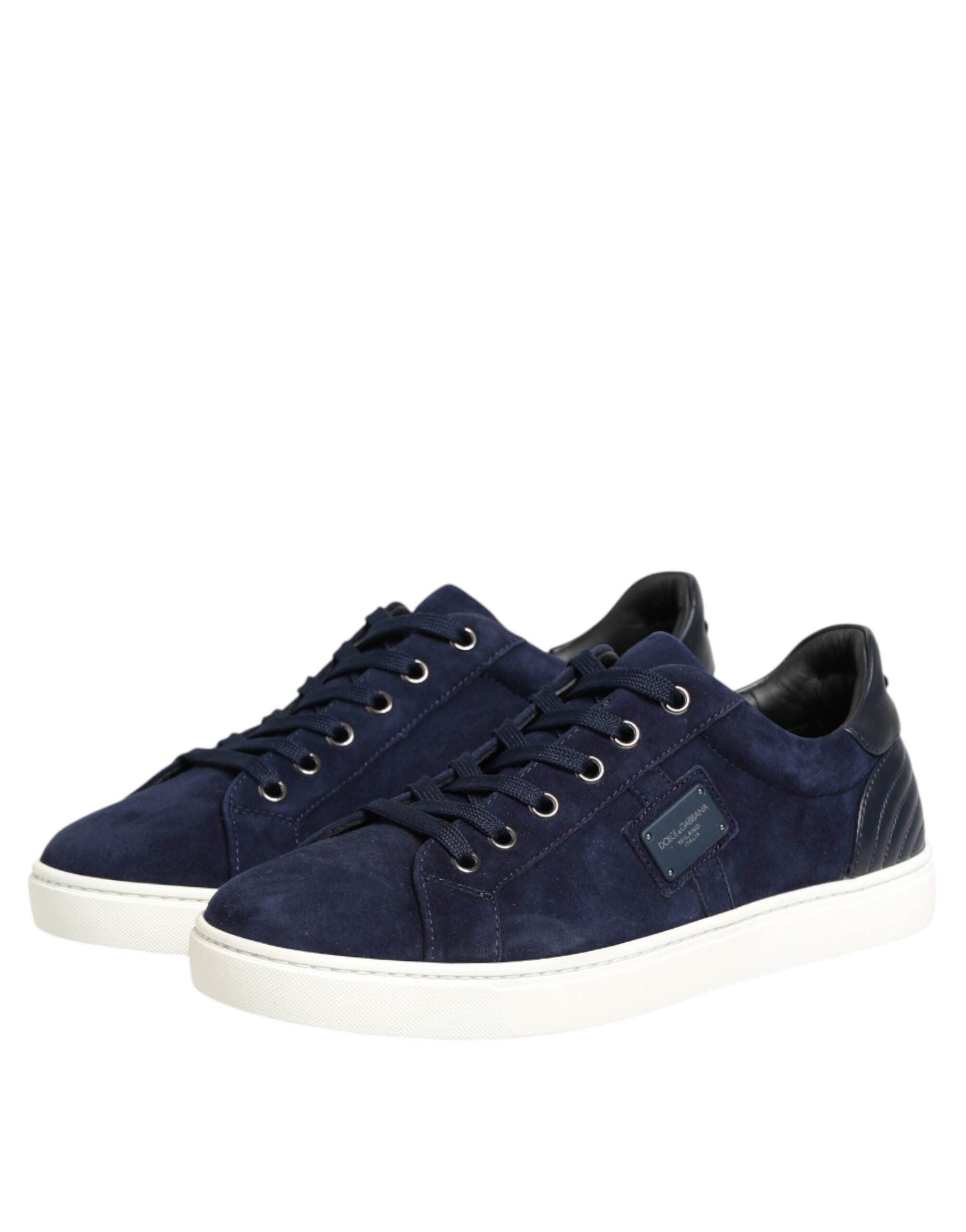 Dolce & Gabbana Blaue Leder-Sneakers aus Wildleder (Low Top)