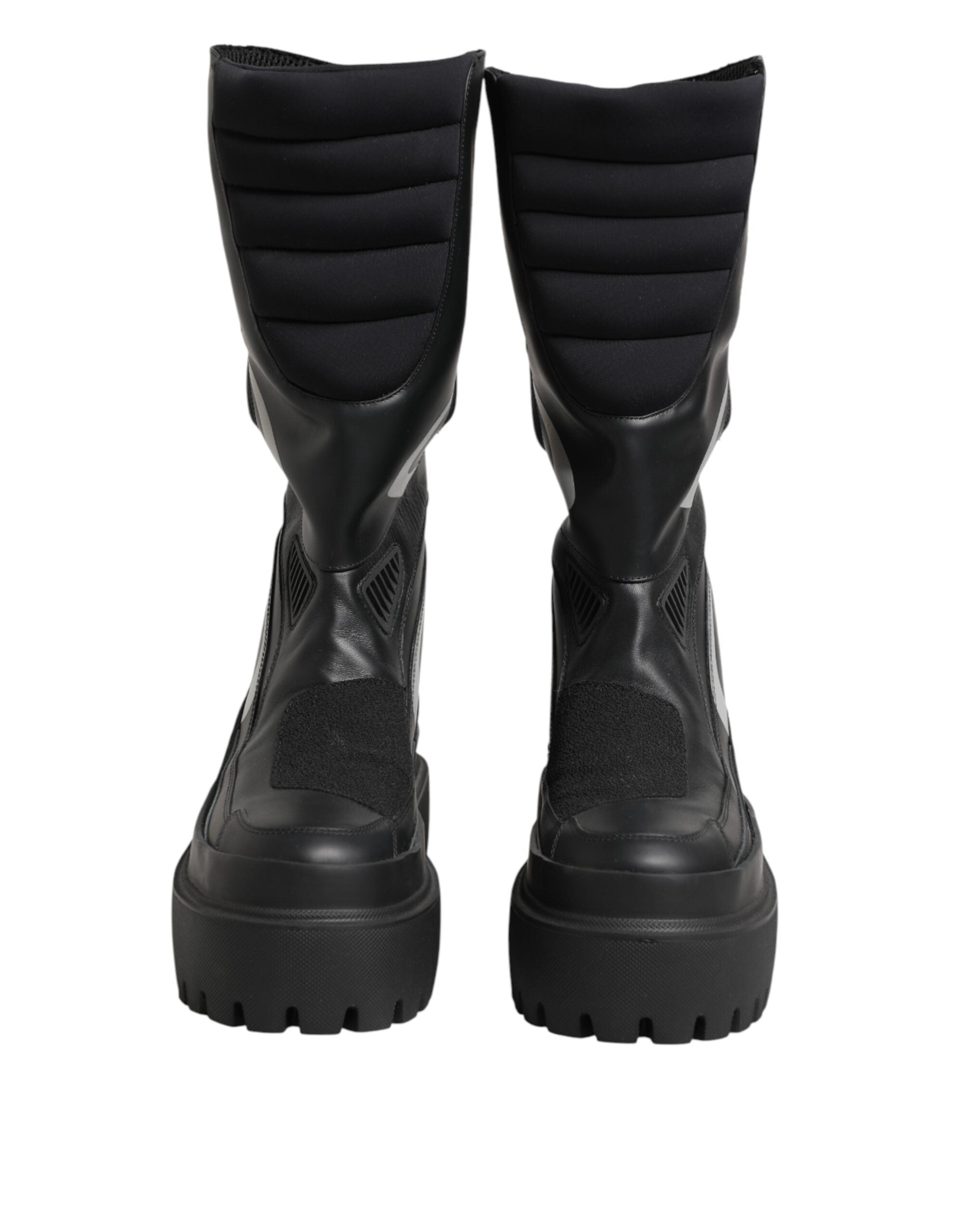 Dolce & Gabbana Schwarze kniehohe Bikerstiefel aus Leder