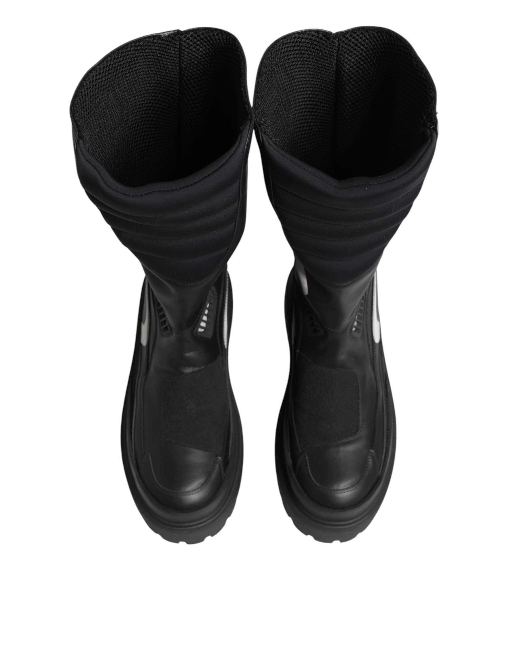 Dolce & Gabbana Schwarze kniehohe Bikerstiefel aus Leder