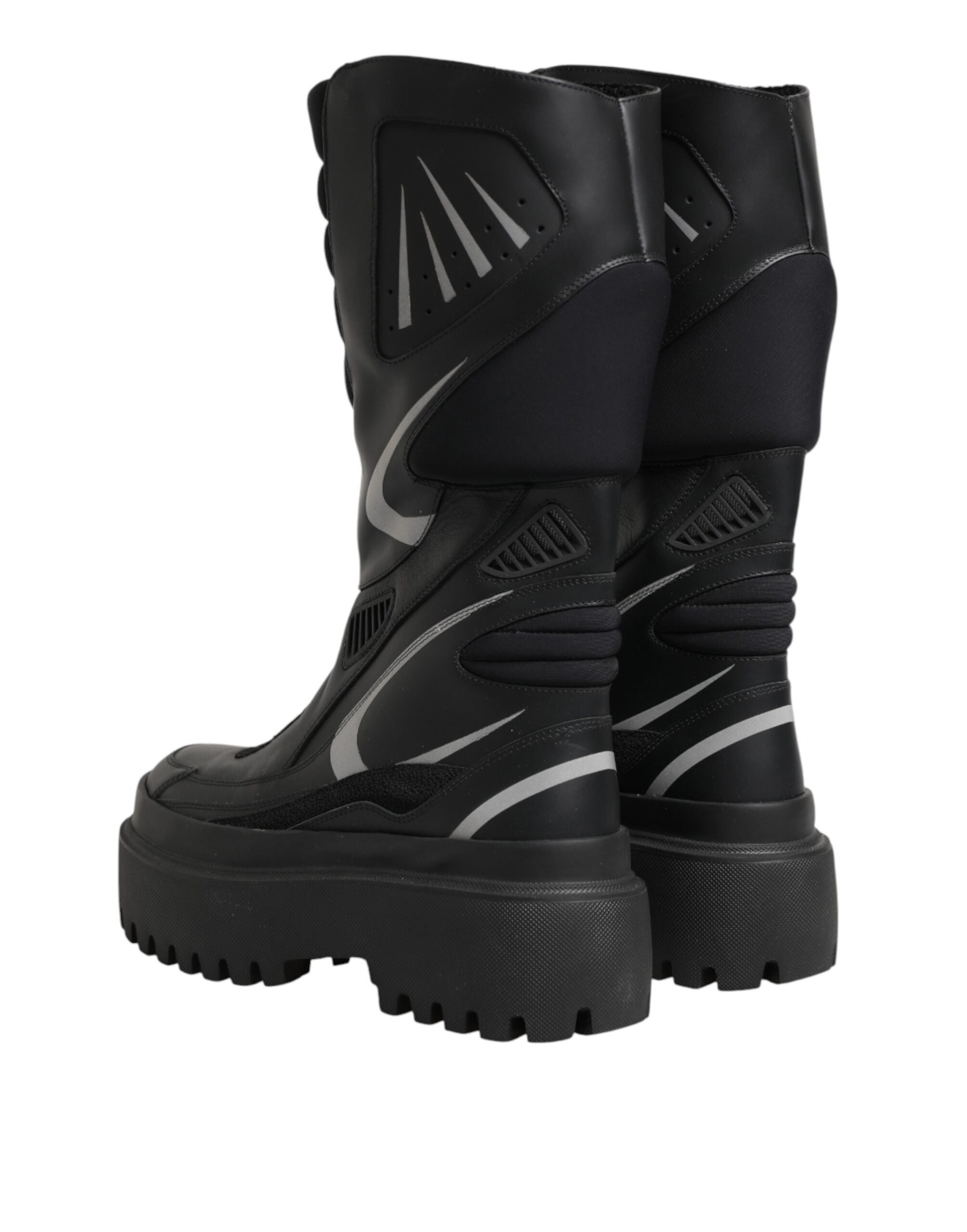 Dolce & Gabbana Schwarze kniehohe Bikerstiefel aus Leder