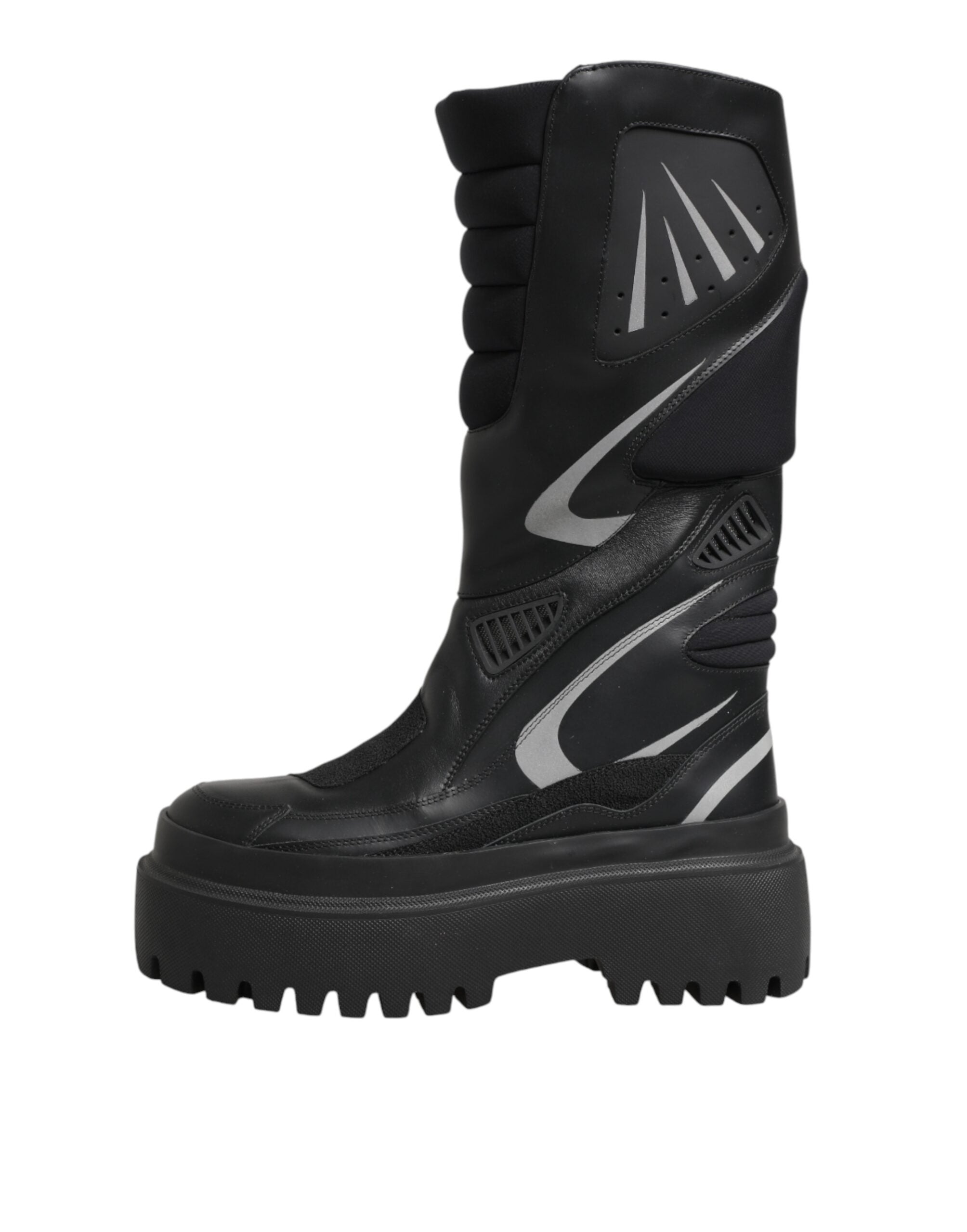 Dolce & Gabbana Schwarze kniehohe Bikerstiefel aus Leder
