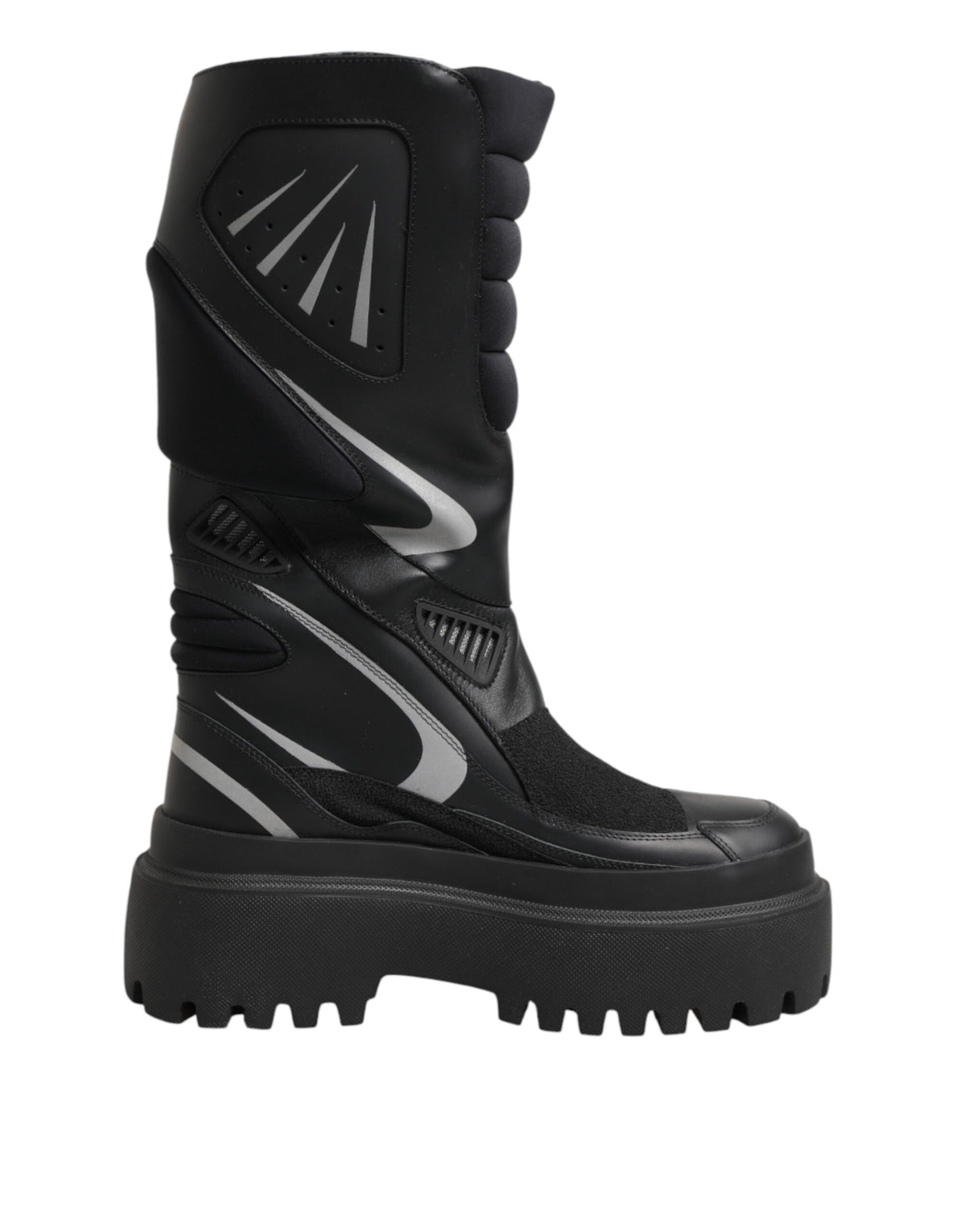 Dolce & Gabbana Schwarze kniehohe Bikerstiefel aus Leder
