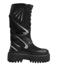 Dolce & Gabbana Schwarze kniehohe Bikerstiefel aus Leder
