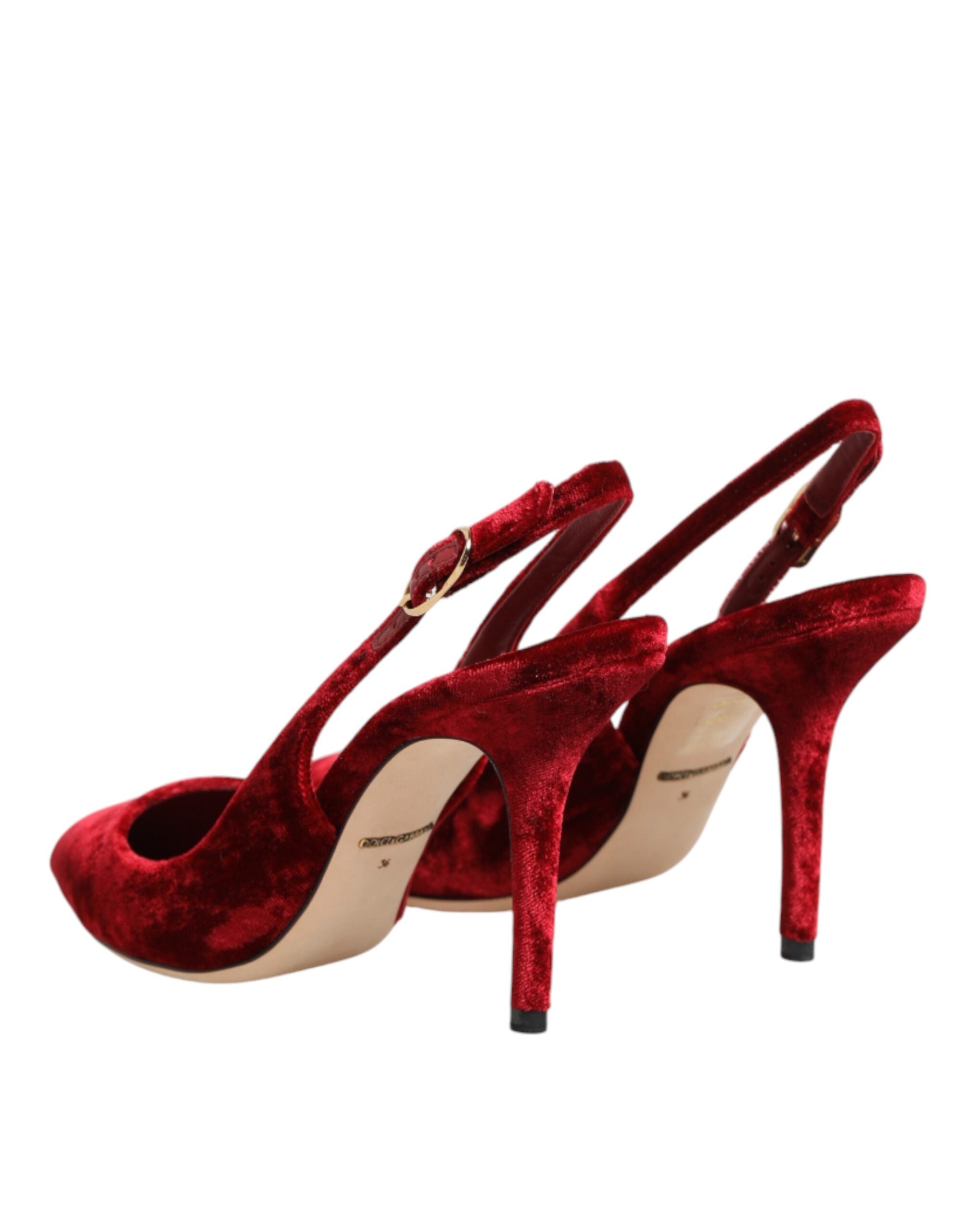 Dolce & Gabbana Rode Suède Hoge Hakken Slingbacks Sandalen Schoenen