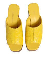 Dolce & Gabbana Gele Leren Wood Muiltjes Slippers Schoenen
