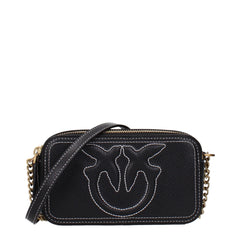PINKO Black Leather Crossbody Bag