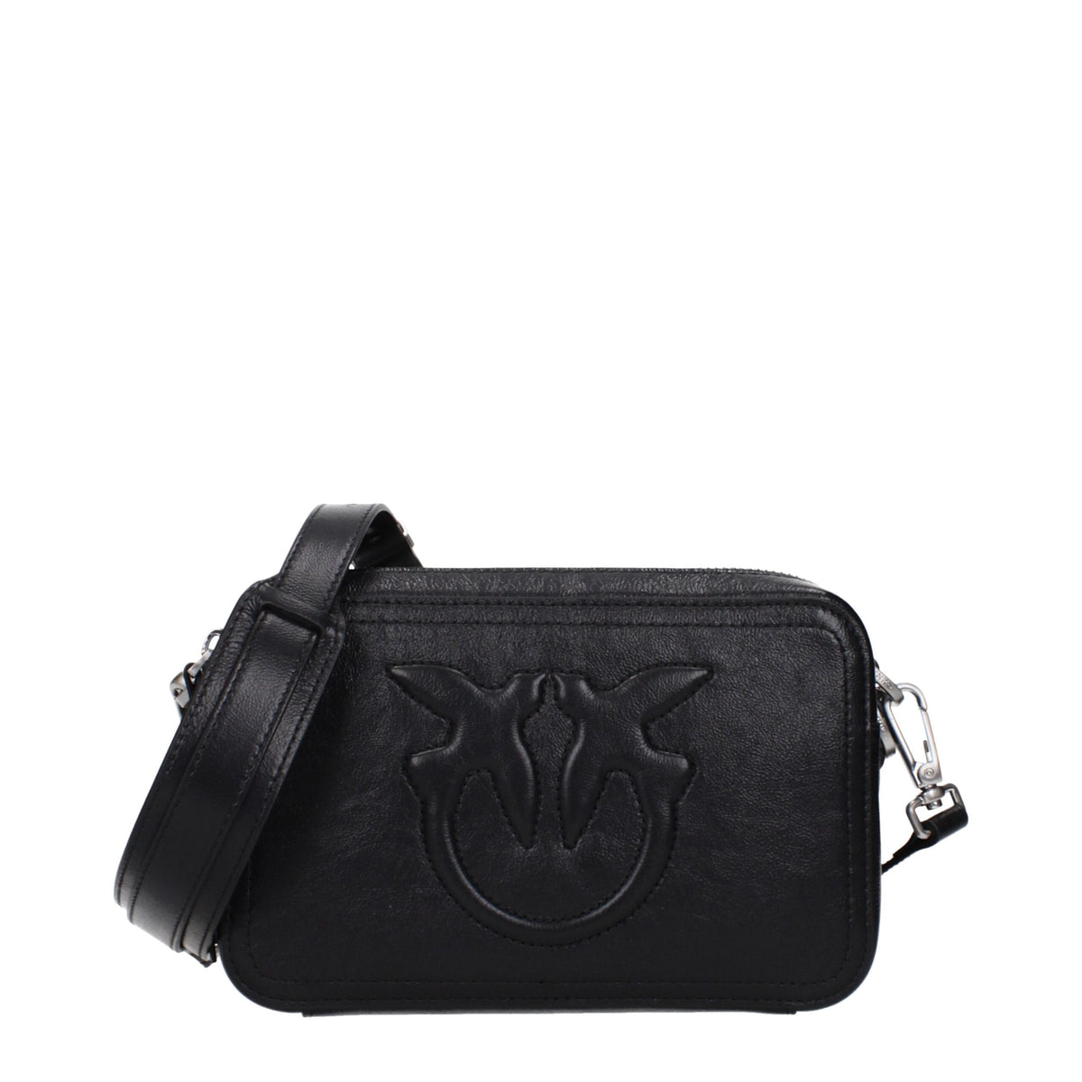 PINKO Black Leather Crossbody Bag