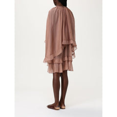 Tpn Beige Zijden Cocktailjurk
