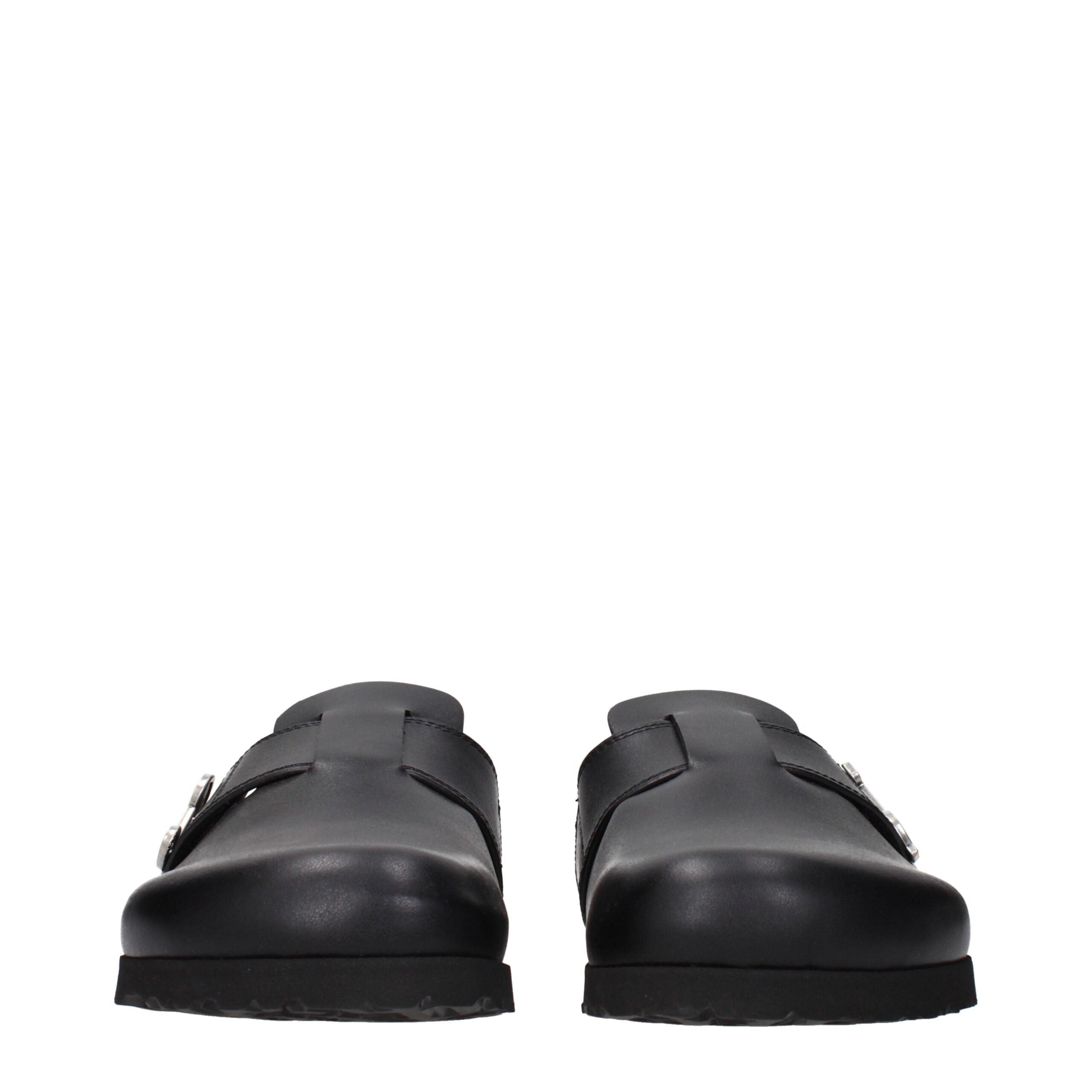 Palm Angels Zwarte Leren Slippers