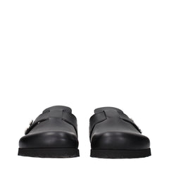 Palm Angels Zwarte Leren Slippers