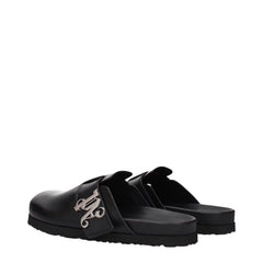 Palm Angels Zwarte Leren Slippers