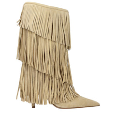 Paris Texas beige Lederflachstiefeletten