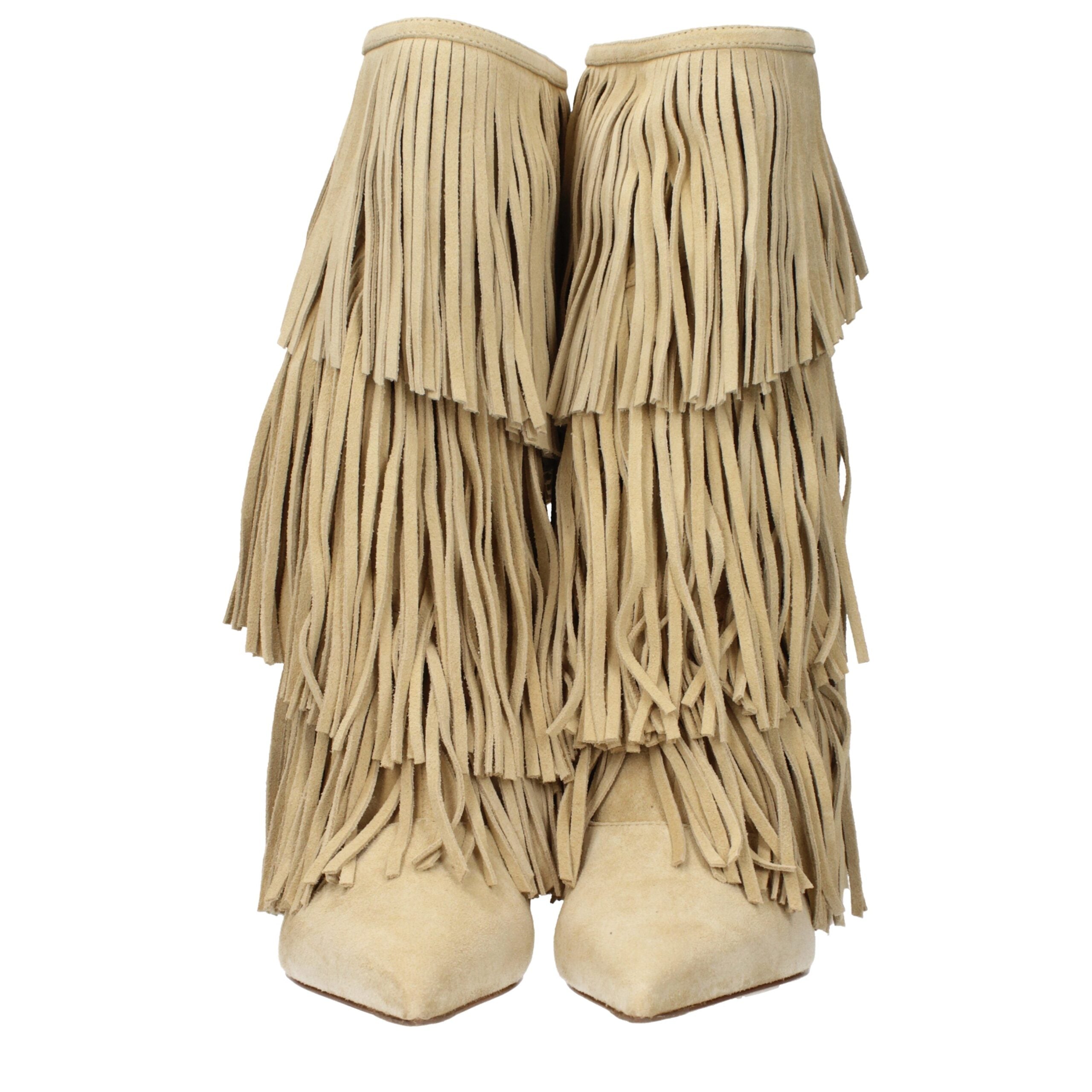 Paris Texas beige Lederflachstiefeletten