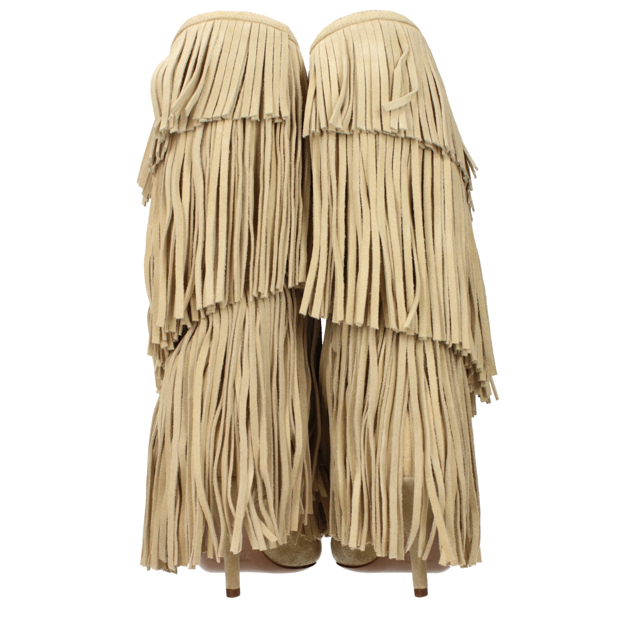 Paris Texas beige Lederflachstiefeletten
