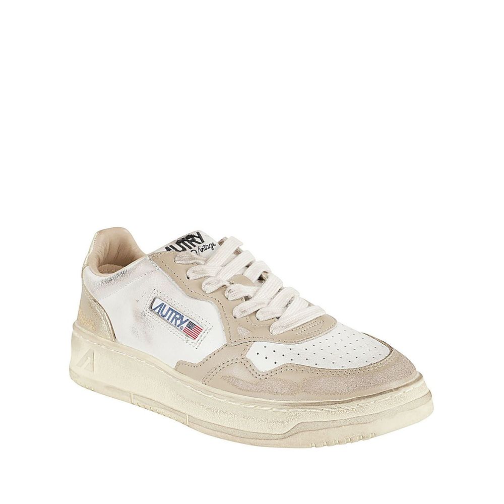 Autry Beige Leather Athletic Sneakers