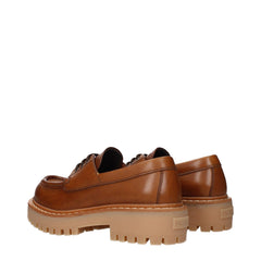 Prada Bruine Leren Veterschoenen