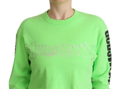 GCDS Mintgroen Bedrukt Langmouwig Croptop Sweater