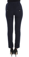 Ermanno Scervino Blauwe Slim Fit Casual Broek van Scheerwol
