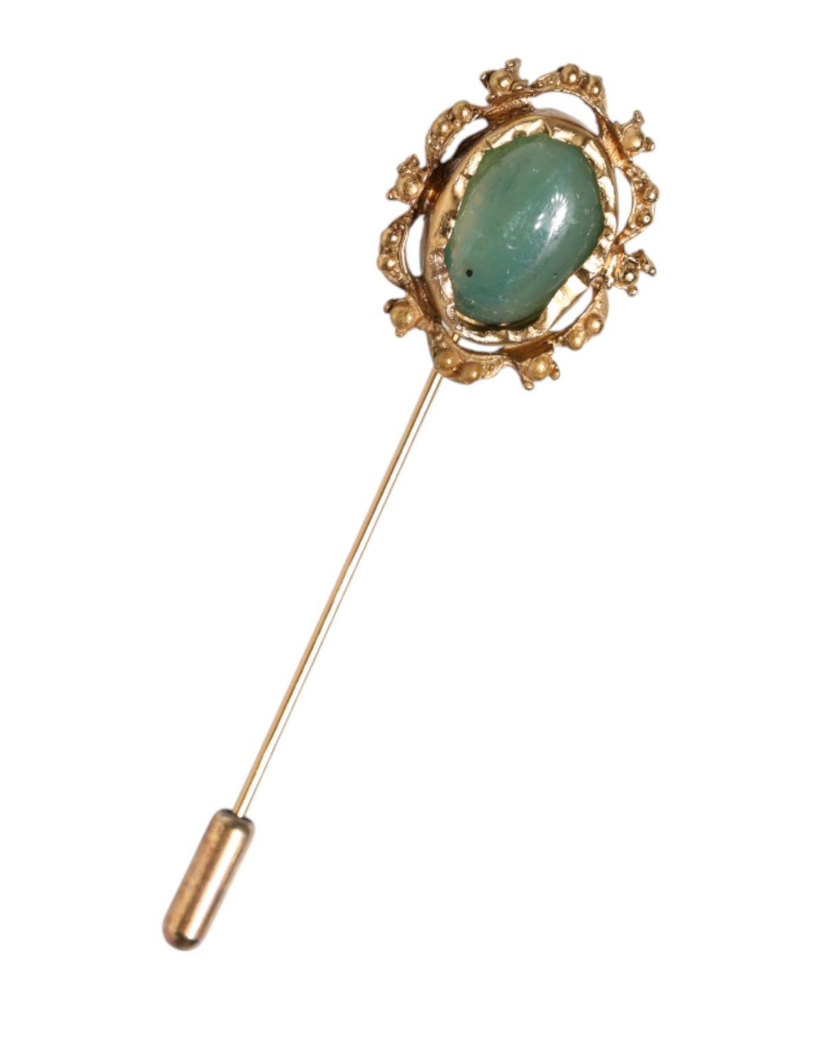 Dolce & Gabbana Goudkleurige Groene Steen Antieke Mannen Accessoire Broche Speld
