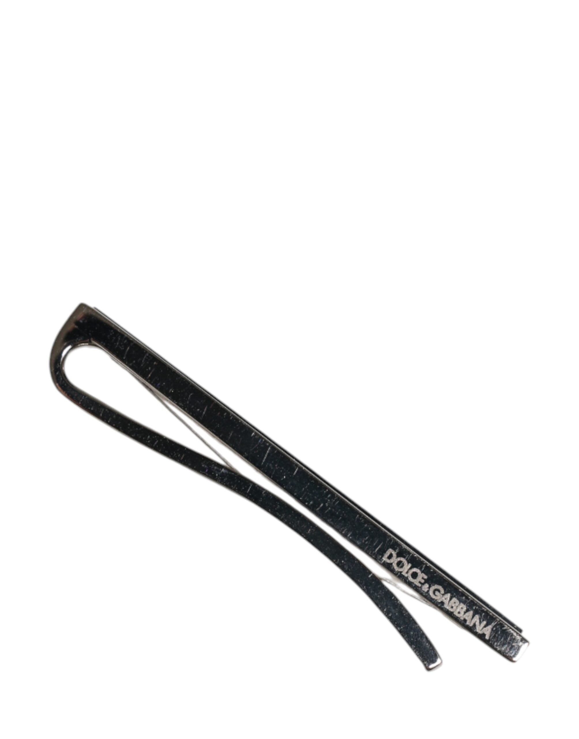 Dolce & Gabbana Silver Tone Brass Logo Branded Men Accessory Tie Clip Bar