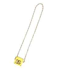 Dolce & Gabbana Gelbes DG Logo Plaketten-Cover Goldkette Airpods Hülle
