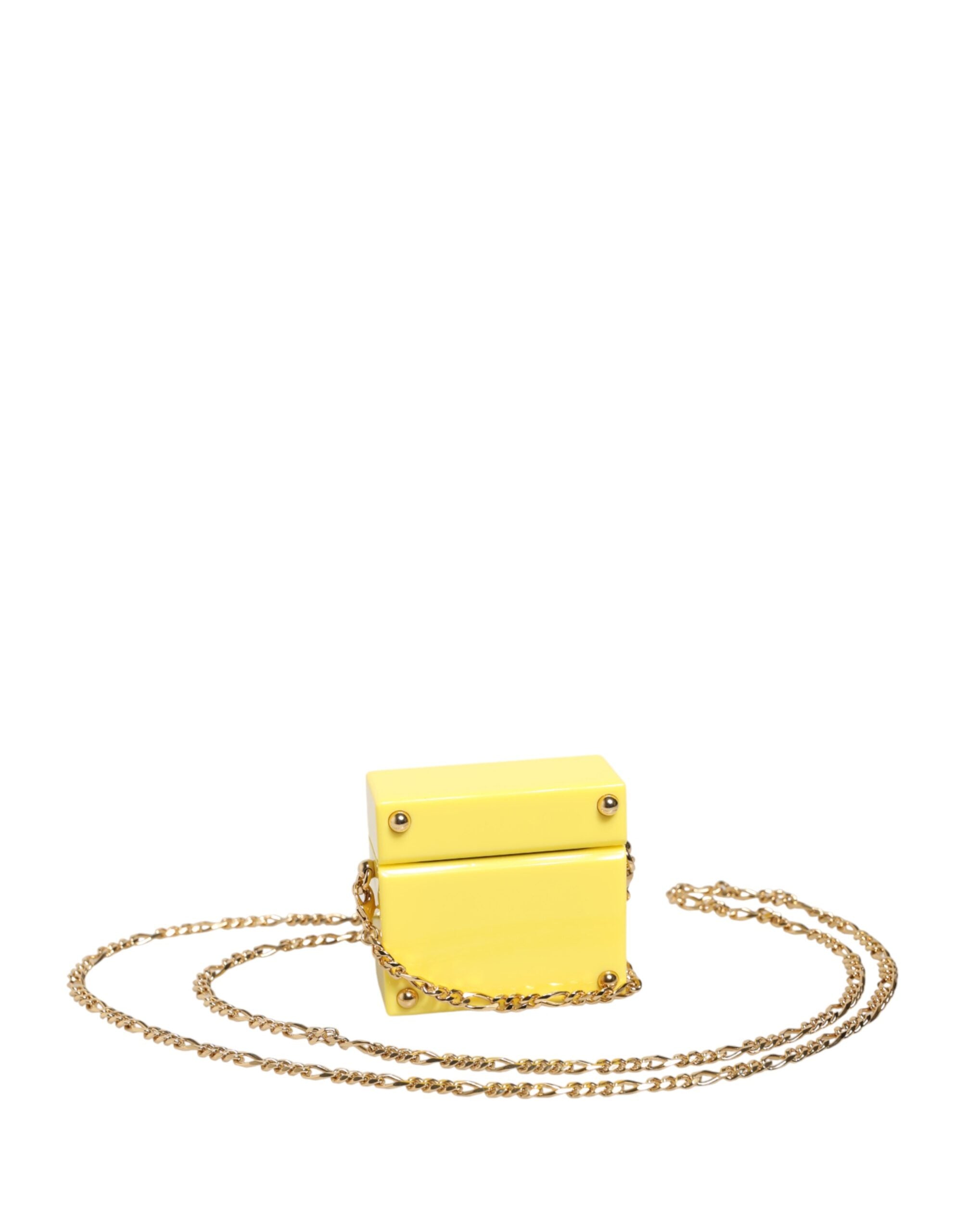Dolce & Gabbana Gelbes DG Logo Plaketten-Cover Goldkette Airpods Hülle