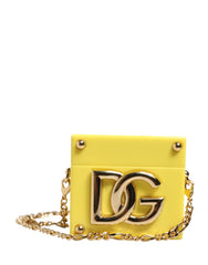 Dolce & Gabbana Gelbes DG Logo Plaketten-Cover Goldkette Airpods Hülle