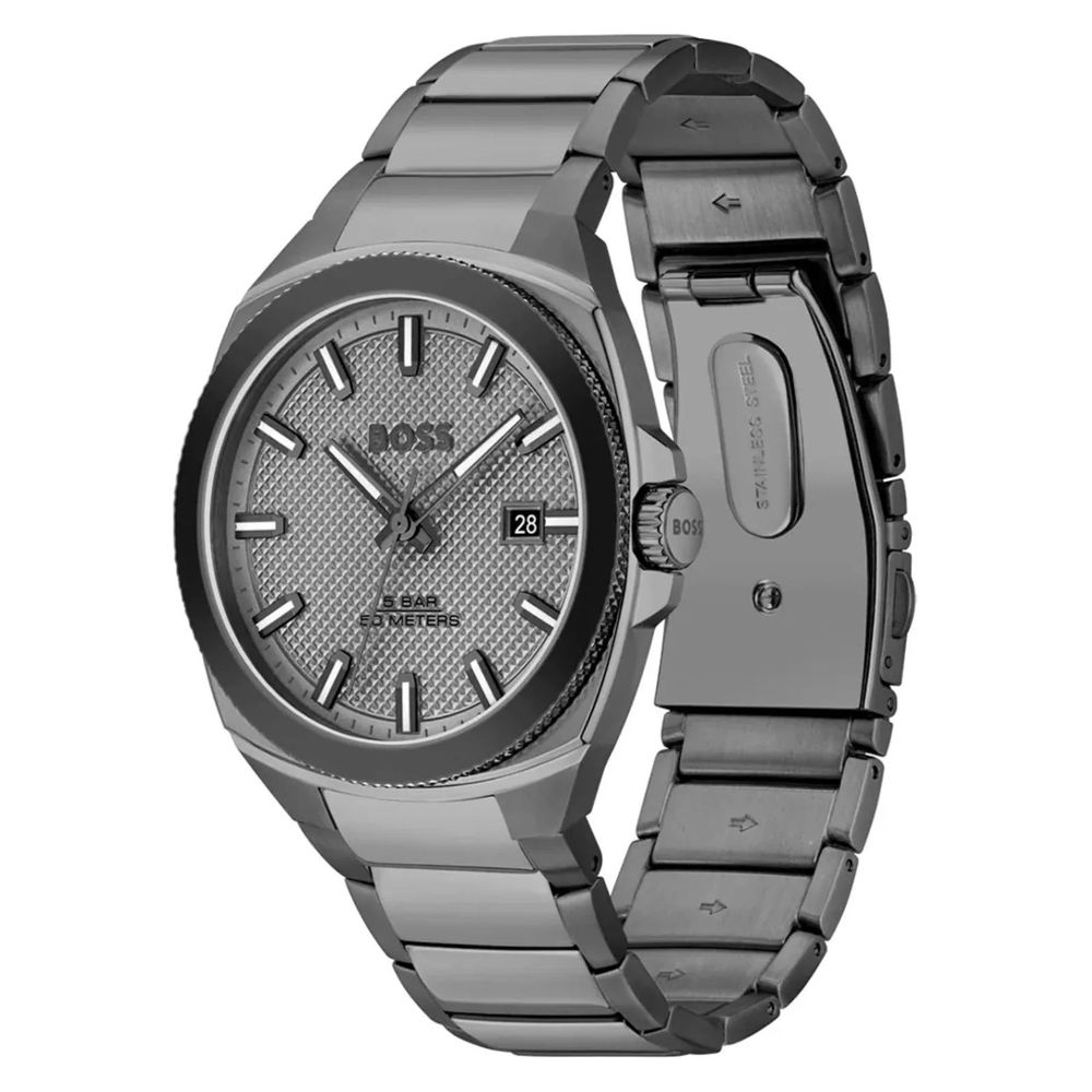 Hugo Boss Graue Edelstahl-Armbanduhr