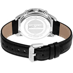 Just Cavalli Zwart Leren Horloge